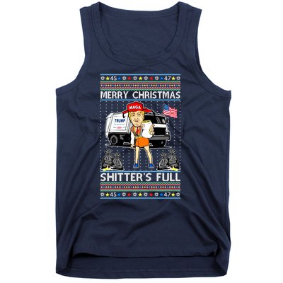 Merry Christmas Shitters Full Trump Ugly Christmas Sweater Tank Top