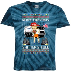 Merry Christmas Shitters Full Trump Ugly Christmas Sweater Kids Tie-Dye T-Shirt