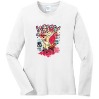 Merry Christmas Santa Poop Down Chimney Ladies Long Sleeve Shirt