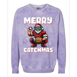 Merry Catchmas Santa Claus Baseball Catcher Xmas Christmas Colorblast Crewneck Sweatshirt