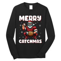 Merry Catchmas Santa Claus Baseball Catcher Xmas Christmas Long Sleeve Shirt