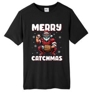 Merry Catchmas Santa Claus Baseball Catcher Xmas Christmas Tall Fusion ChromaSoft Performance T-Shirt