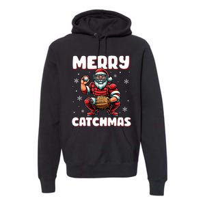 Merry Catchmas Santa Claus Baseball Catcher Xmas Christmas Premium Hoodie