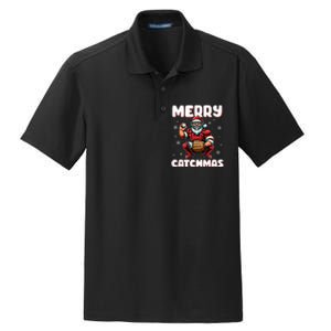 Merry Catchmas Santa Claus Baseball Catcher Xmas Christmas Dry Zone Grid Polo