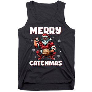 Merry Catchmas Santa Claus Baseball Catcher Xmas Christmas Tank Top