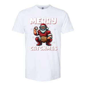 Merry Catchmas Santa Claus Baseball Catcher Xmas Christmas Softstyle CVC T-Shirt