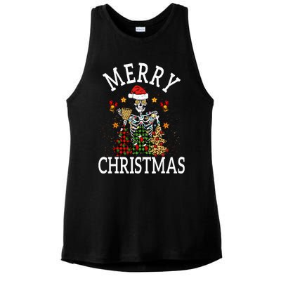 Merry Christmas Skull Skeleton funny  Ladies PosiCharge Tri-Blend Wicking Tank