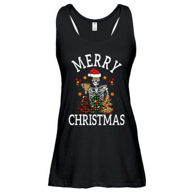 Merry Christmas Skull Skeleton funny  Ladies Essential Flowy Tank