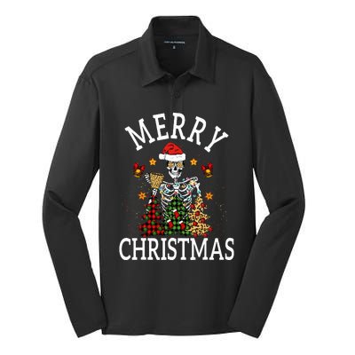 Merry Christmas Skull Skeleton funny  Silk Touch Performance Long Sleeve Polo