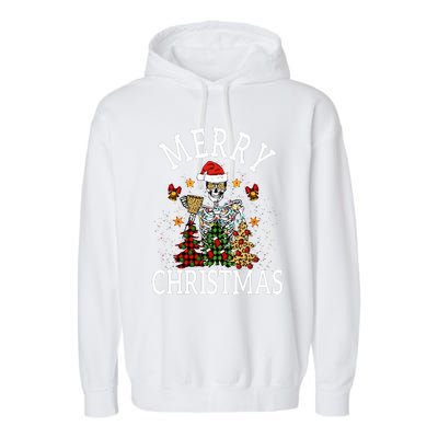 Merry Christmas Skull Skeleton funny  Garment-Dyed Fleece Hoodie