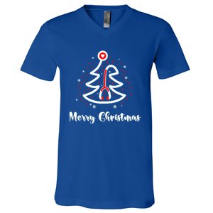 Merry Christmas Stethoscope Nurse Christmas Gift Tree Xmas Gift V-Neck T-Shirt