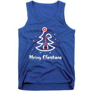 Merry Christmas Stethoscope Nurse Christmas Gift Tree Xmas Gift Tank Top