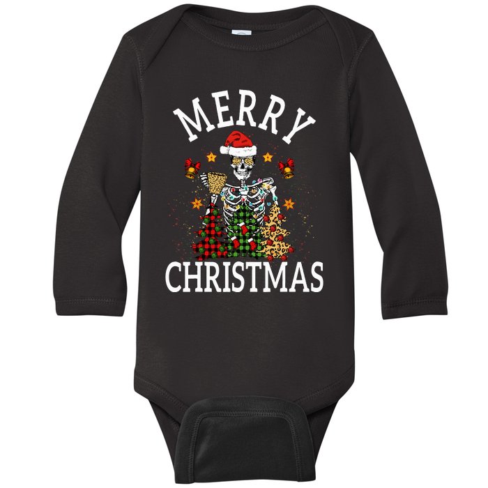 Merry Christmas Skull Skeleton funny  Baby Long Sleeve Bodysuit