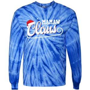 Mamaw Claus Santa Christmas Family Matching Pajama Gift Tie-Dye Long Sleeve Shirt