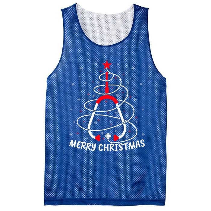 Merry Christmas Stethoscope Nursing Nurse Christmas Tree Funny Gift Mesh Reversible Basketball Jersey Tank