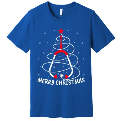 Merry Christmas Stethoscope Nursing Nurse Christmas Tree Funny Gift Premium T-Shirt