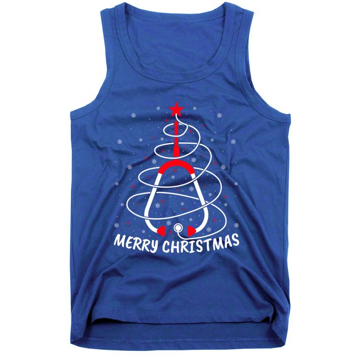 Merry Christmas Stethoscope Nursing Nurse Christmas Tree Funny Gift Tank Top