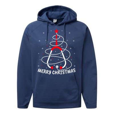 Merry Christmas Stethoscope Nursing Nurse Christmas Tree Funny Gift Performance Fleece Hoodie