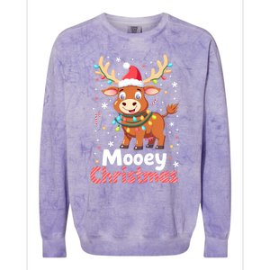 Mooey Christmas Santa Farmer Merry Highland Cow Christmas Gift Colorblast Crewneck Sweatshirt