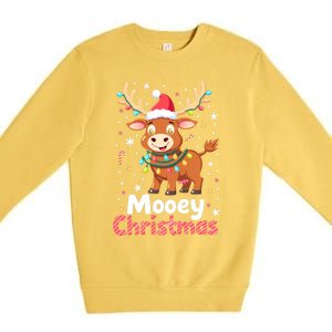 Mooey Christmas Santa Farmer Merry Highland Cow Christmas Gift Premium Crewneck Sweatshirt