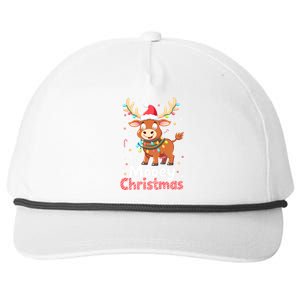 Mooey Christmas Santa Farmer Merry Highland Cow Christmas Gift Snapback Five-Panel Rope Hat