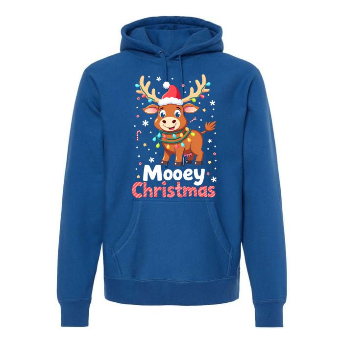 Mooey Christmas Santa Farmer Merry Highland Cow Christmas Gift Premium Hoodie