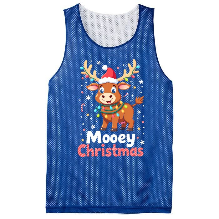 Mooey Christmas Santa Farmer Merry Highland Cow Christmas Gift Mesh Reversible Basketball Jersey Tank