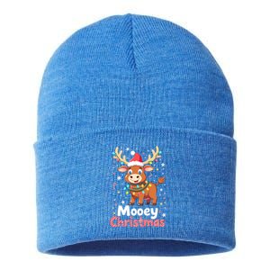 Mooey Christmas Santa Farmer Merry Highland Cow Christmas Gift Sustainable Knit Beanie