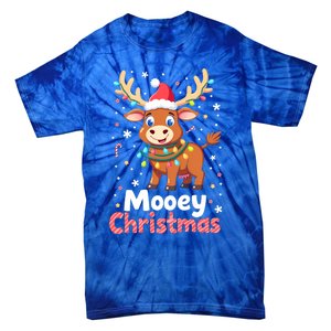 Mooey Christmas Santa Farmer Merry Highland Cow Christmas Gift Tie-Dye T-Shirt