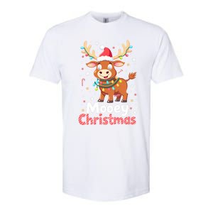 Mooey Christmas Santa Farmer Merry Highland Cow Christmas Gift Softstyle CVC T-Shirt