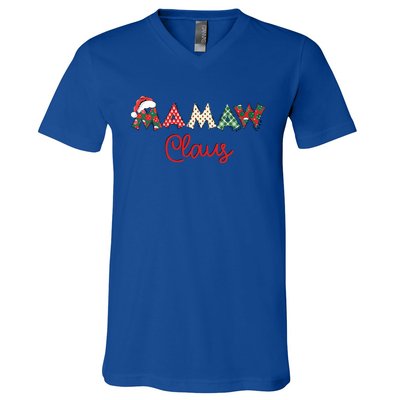 Mamaw Claus Santa Hat Merry Christmas Mamaw Funny Gift V-Neck T-Shirt