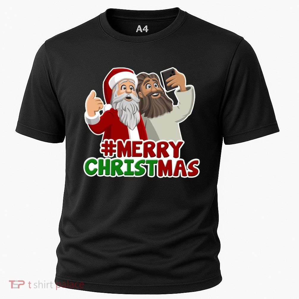 Merry Christmas Santa Jesus Selfie Funny Holiday Performance Shirt