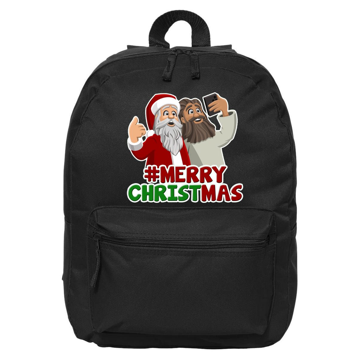 Merry Christmas Santa Jesus Selfie Funny Holiday 16 in Basic Backpack