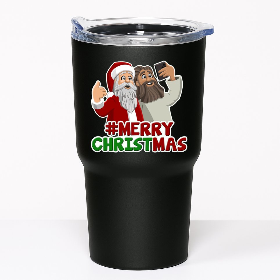 Merry Christmas Santa Jesus Selfie Funny Holiday Tumbler