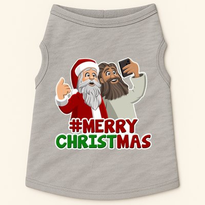 Merry Christmas Santa Jesus Selfie Funny Holiday Doggie Tank