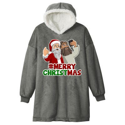 Merry Christmas Santa Jesus Selfie Funny Holiday Hooded Wearable Blanket