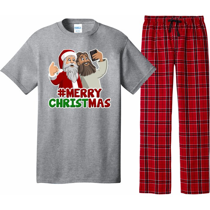 Merry Christmas Santa Jesus Selfie Funny Holiday Pajama Set