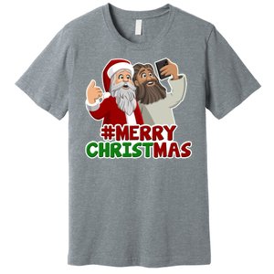 Merry Christmas Santa Jesus Selfie Funny Holiday Premium T-Shirt