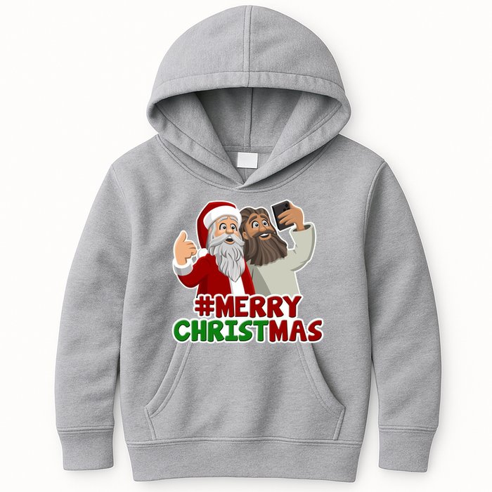 Merry Christmas Santa Jesus Selfie Funny Holiday Kids Hoodie