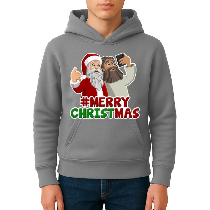 Merry Christmas Santa Jesus Selfie Funny Holiday Kids Hoodie