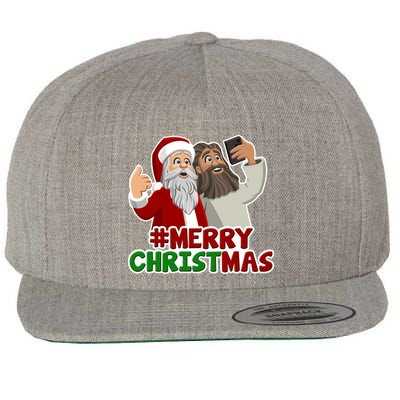 Merry Christmas Santa Jesus Selfie Funny Holiday Wool Snapback Cap