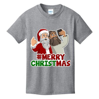 Merry Christmas Santa Jesus Selfie Funny Holiday Kids T-Shirt