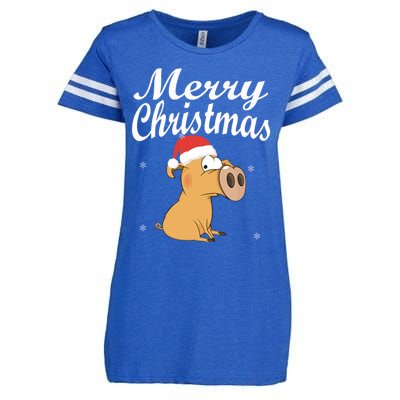 Merry Christmas Santa Hat Pig New Year Gift Idea Gift Enza Ladies Jersey Football T-Shirt