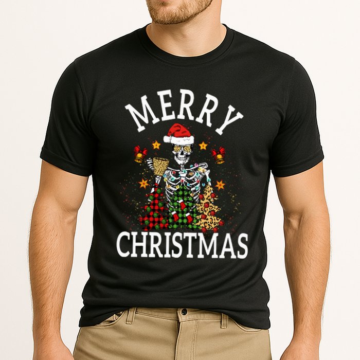 Merry Christmas Skull Skeleton  Performance Shirt