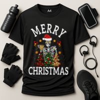 Merry Christmas Skull Skeleton  Performance Shirt