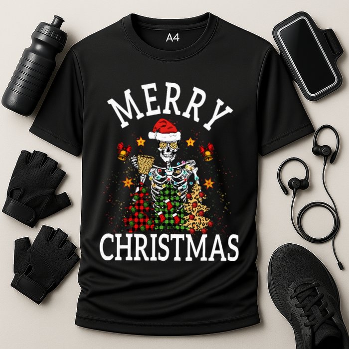 Merry Christmas Skull Skeleton  Performance Shirt
