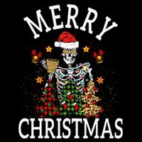Merry Christmas Skull Skeleton  Performance Shirt