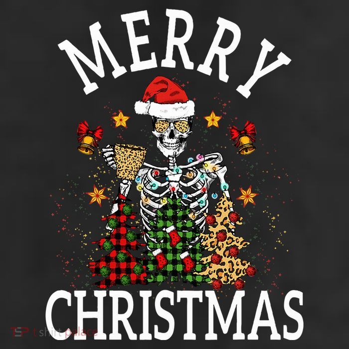 Merry Christmas Skull Skeleton  11oz C Handle Ceramic Mug