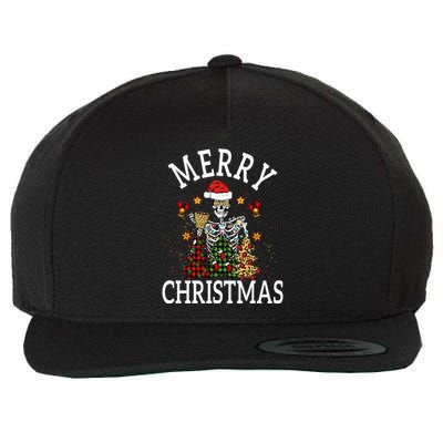 Merry Christmas Skull Skeleton  Wool Snapback Cap