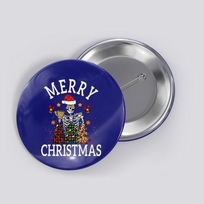 Merry Christmas Skull Skeleton  Button